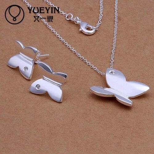 Butterfly cute jewelry womens silver plated jewelry sets Wedding Bridal jewelry S349 Parures de bijoux lovers