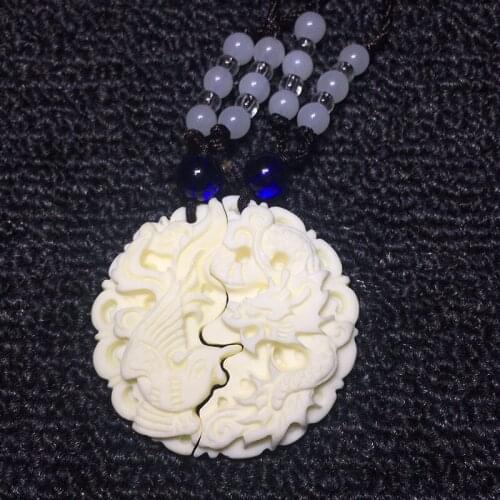 Dragon and Phoenix Lover auspicious mini pendant statue Hand-carved Dragon and phoenix Car decoration pendant best gift