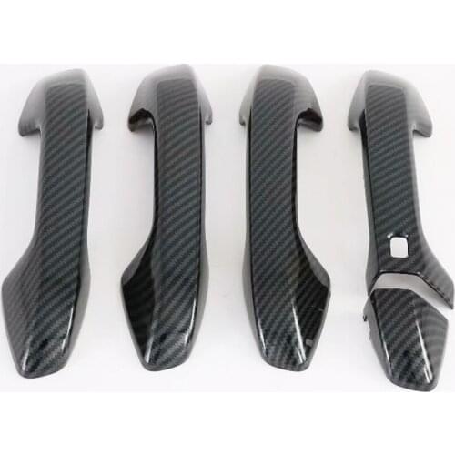 For Kia Seltos 2019 2020 Carbon Fiber Door Handle Cover Trims Car Decoration Exterior Accessories with 1 hole