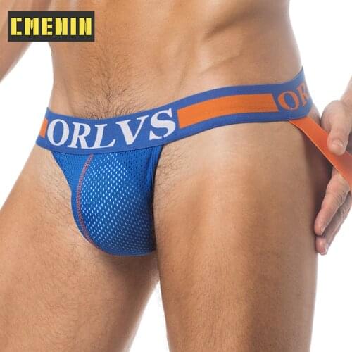 CMENIN ORLVS Stripe Milk Fiber Sexy Men Underwear Thongs Mens Jockstrap Hot Sale Thongs Comfortable Print Innerwear OR115