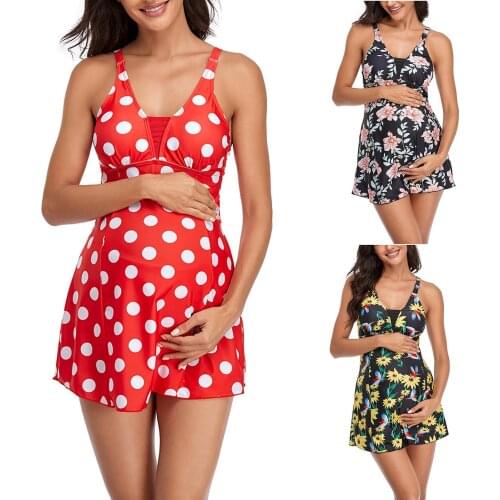2021 New Pregnant Women Swimsuit Sexy One Piece Striped Print Swimsuit Bikini Beach Wear Swimming Bathing Suit For Women