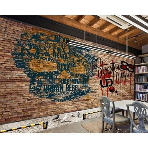 Beibehang wallpaper home decoration wallpaper retro brick wall skull picture 3d living room wallpaper background photo mural