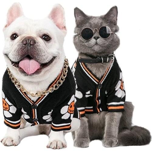 Autumn Dog Sweater Soft Warm Puppy Cardigan Chihuahua Teddy Schnauzer Bulldog Fashion Design Dog Cardigan Pet Clothing Outfit