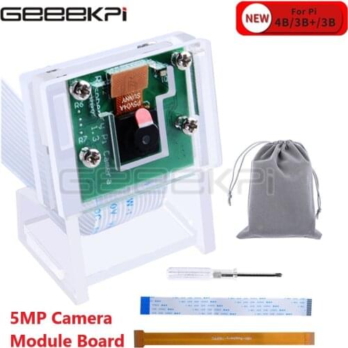 GeeekPi Raspberry Pi 5MP Camera Module Board with Acrylic Holder Bracket Webcam Video for Raspberry Pi 4 Model B / Zero (W) / 3