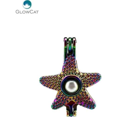 C306 5pcs/lot COLORS Multicolor Beach Starfish bead cage Pendant Pearl Locket Fairytale Party