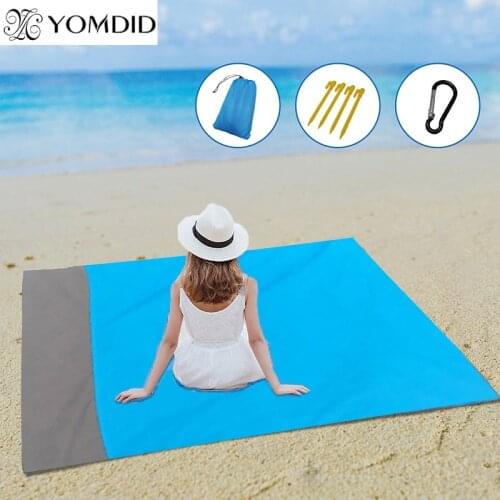 Portable Picnic Beach Mat Pocket Large Towel Polyester Rectangle Beach Towel Blanket Ground Mattress Outdoor Camping Tent Mat