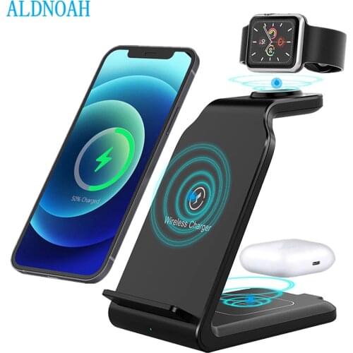 QI 3 In 1 Wireless Charger For iPhone 12 11 XS XR Airpods Pro iwatch 5 4 Fast Charge Wireless Charge Stand For Samsung S21 S20