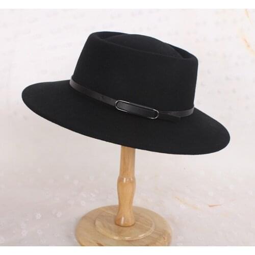 Simple Women Wool Vintage Gangster Trilby Felt Fedora Hat With Wide Brim Gentleman Elegant Lady Winter Autumn Jazz Caps