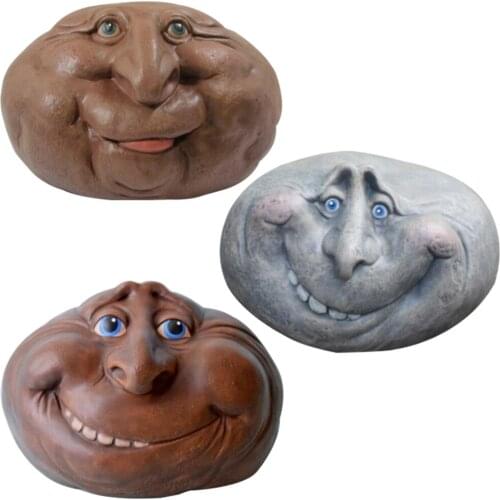 Rock Funny Face Garden Yard Art Resin Sculptures Mystical Garden Stones for Indoors Outdoors Patio Porch Home Decor