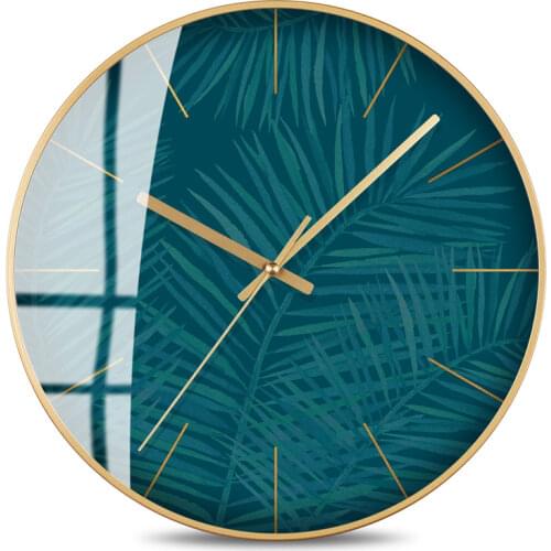 Nordic Green Gold Wall Clock Metal Modern Living Room Bedroom Silent Creative Home Decor Watch Kitchen Duvar Saatleri Gift SC482
