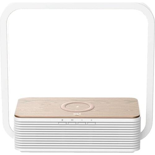 LED Table Lamp With Qi Wireless Charger And Bluetooth Speaker, Bedside Lamp Dimmable, Wireless Charging Station EU Plug