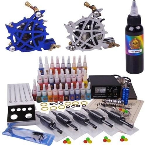 Tattoo equipment in tattoo kits art set tattoo machine 2 top tattoo gun 40color inks YLT-103
