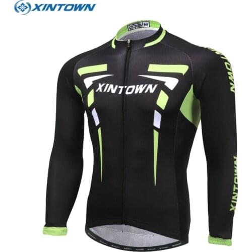 XINTOWN ciclismo Cycling jersey mtb cycling clothing Green Black Long Sleeve Men Bike Clothing Sportswear Bicycle Wear S-XXXL