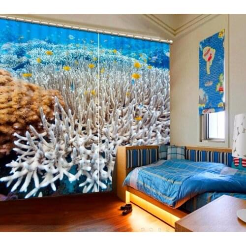 High Quality 3D Window Curtains Cool Children Room Curtains Drapes underwater world Shade Hotel Office Wall Cortinas