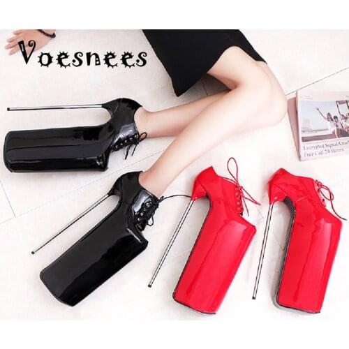 Voesnees Women Shoes 2020 Fashion Waterproof Platform Round Toe High Heels 30cm Thin Heels Lace-Up Women Pumps pole dance Shoes