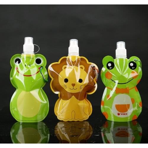 10pcs 350ML Animal Designs Children Boys Girls Creative Cartoon Travel Bottle Portable Foldable Folding Water Bottles Kids