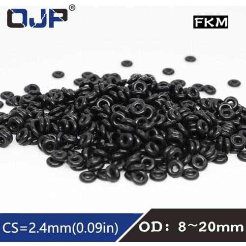 10PCS/lot Fluorine rubber Ring Black FKM Oring Seal CS:2.4mm OD8/9/10/11/12/13/14/15/16/17/18/19/20mm Rubber O-Ring Seal Gasket