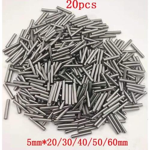 20Pcs 5mm*20/30/40/50/60mm Short Axle Metal Gear Motor Shaft Connection Stainless Steel Straight Pin Parts for DIY Model Toy Car