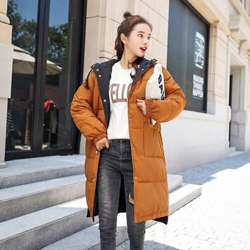 2018 Polyester Zipper Slim Full Flocking Top Fashion Korea Winter New Cotton Long Fund Clothes Loose Coat