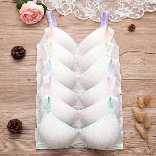 2021 Teens Pure Cotton Underwear Girls No Steel Ring Bra Comfortable Small Chest Sports High School Students Developmental Bra