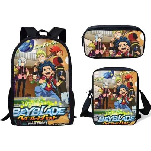 3Pcs Set Teenager Girl Boy Backpack Anime Beyblade Burst Print School Student Schoolbags Mochilas Children Softback