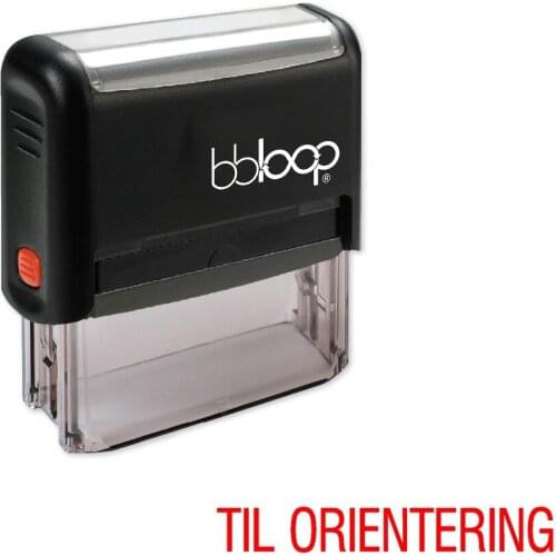 BBloop Danish Language "TIL ORIENTERING" Self-Inking Stamp, Rectangular, Laser Engraved, RED