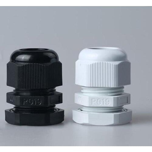 Free shipping 100pcs PG19 Waterproof Connector Gland Dia. 12~15mm Cable white Color IP68