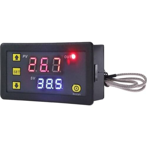 AC 220V DC 24V 12V Thermostat Digital Temperature Controller Heating Cooling Switch -60~500 Degree K-type M6 Thermocouple Cable