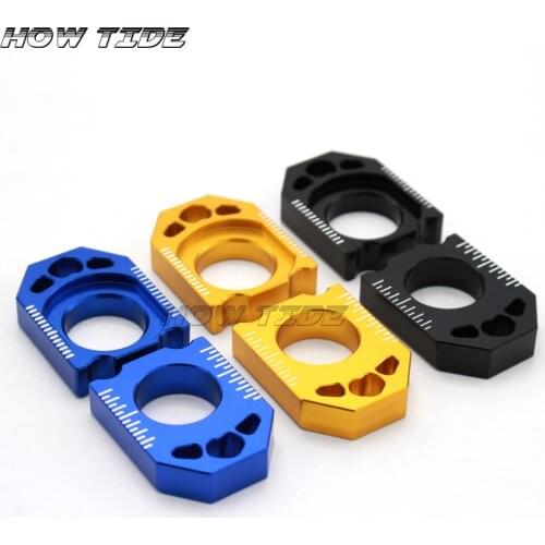 CNC Gold Axle Block Chain Adjuster For Suzuki RMZ250 RMZ450 RMX450Z Dirt Pit Bike Motocross Motorcycle Racing Enduro Off Road