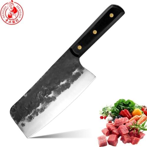 DENGJIA Handmade 5Cr15Mov Material Thick Blade Knife Forged Cleaver Vegetable Cutter Chinese Carbon Steel Knife