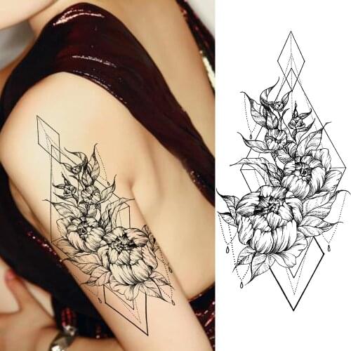 DIY Geometric Flower Temporary Tattoos Sticker Fake Jewelry Decoration Tattoos Decal For Women Body Art Arm Tatoo For Party Show