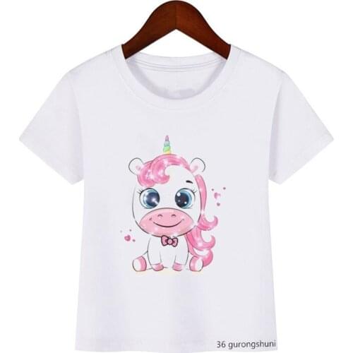 Cute Unicorn Rainbow and Stars Cartoon Print Fashion New Baby Children T-shirt Boys/girls Suitable Tshirt Kids Birthday Clothing