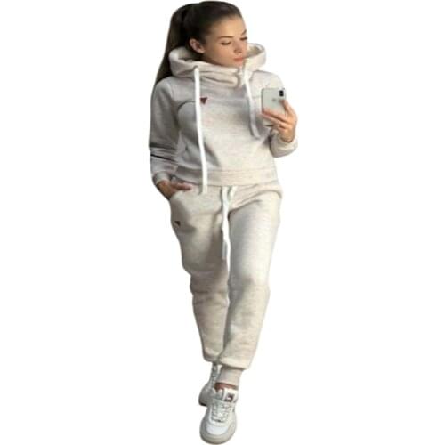 Hooded Blends Full Suit 2020 Spring New Fleece Fashion Casual Sports Drawstring Hoodie And Pants 2-piece Set
