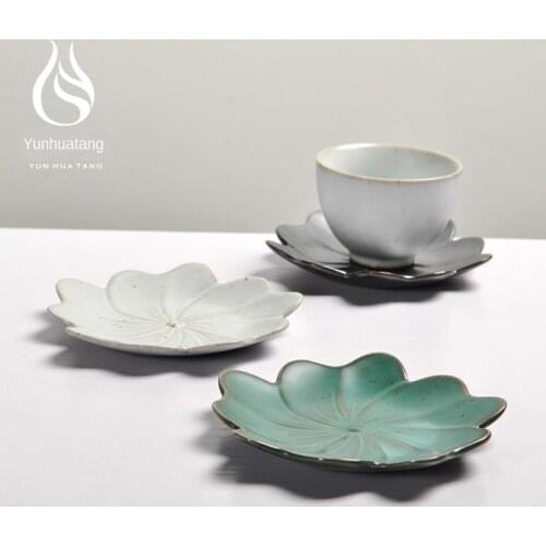 Creative Japanese Earthenware Tea Manual Vintage Coasters Dehua Ceramic Kung Fu Tea Insulation Mat Saucer Tea Set Siteel