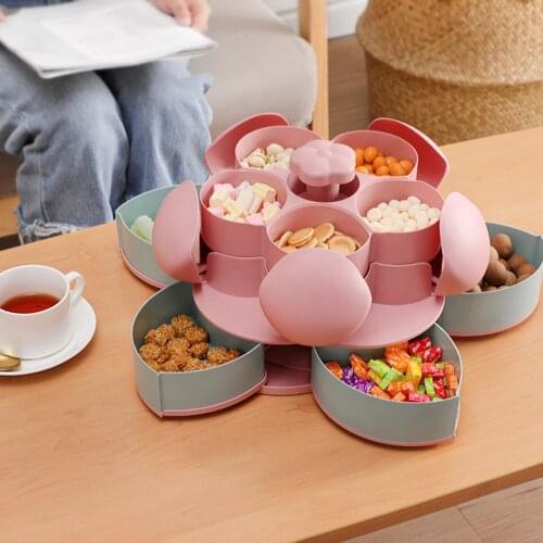 Creative Double Rotating Fruit Tray Household Candy Box Divided Into Dried Melon Seed Tray Living Room European Style Snack Box
