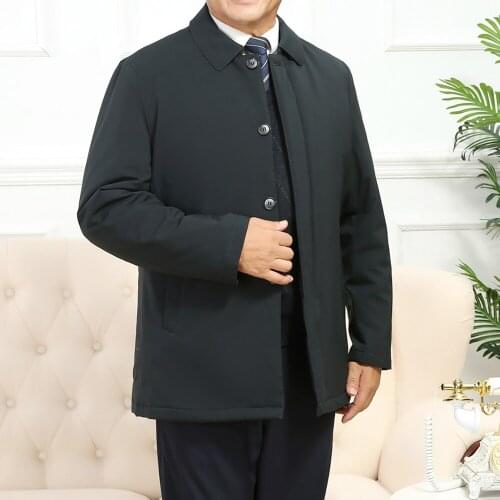 Brand New Mens Lapel Thickening Jacket Winter Casual Loose Warm Parker Solid Color Quilted Long Coat