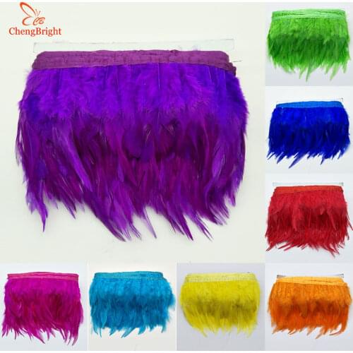 ChengBright 10Yards Chicken Cock Feathers Trim Cloth Sideband Chicken Pheasant Feather Trims Clothing Wedding Feather Ribbon DIY