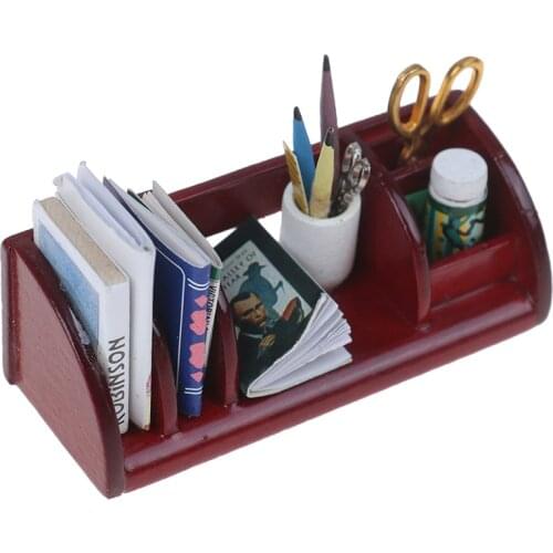 1/12 Scale School Things Bookshelf Miniature Doll House Wooden Furniture Toys Dollhouse Accessories