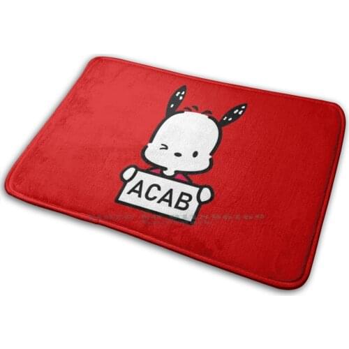 Cute Pochacco Says Acab Mat Rug Carpet Anti-Slip Bedroom Entrance Door Mat Acab 1312 Says Acab Cute Kawaii Winking Wink Goth