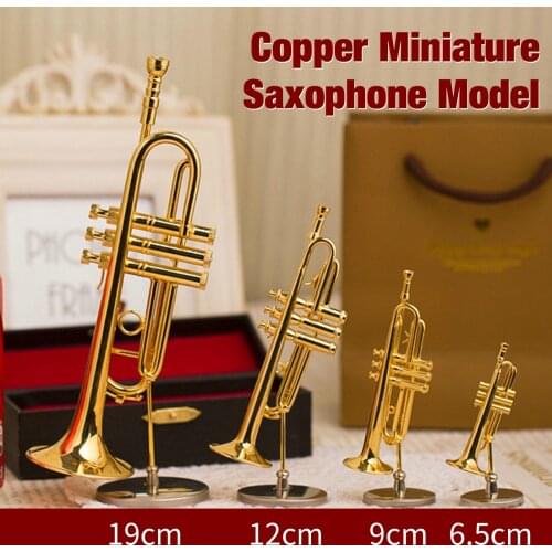Mini Brass Instrument Model Saxophone Model Trumpet Model Fine Craftsmanship Ornaments Gift Home Decoration With Stand