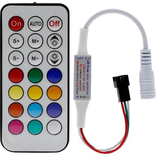 Mini pixel light controller IR21key RF21key DC5-24V Led pixel strip light Controller For IC Strip WS2811 WS2812 WS1903 2048pixel