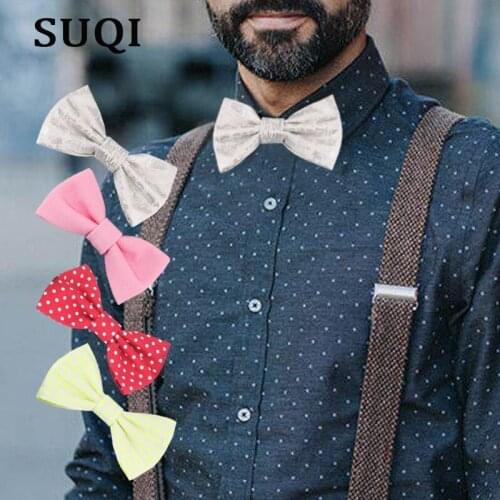 SUQI Fashion new year party wedding show Bow tie Boys Tuxedo Bow Tie Fashion silver pink Dot Men and women Suit bowtie necktie