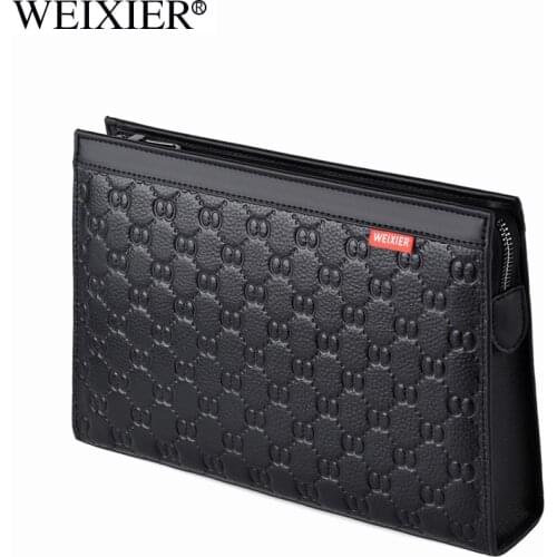 Cowhide Mens Clutch Luxury Brand Printed Leather Bag Fashion Design Simple Envelope Bag Large Capacity Waterproof Bag New Stock