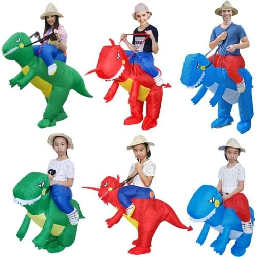 Half Body Inflatable Trex Costume Adult Kids Riding on Dinosaur Halloween Christmas Party Fancy Dress Cosplay Blow Up Costumes
