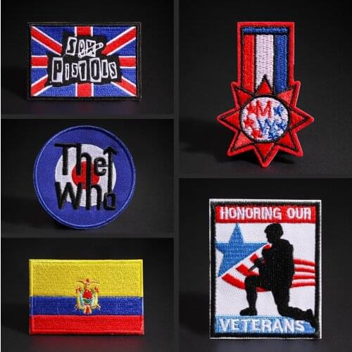 National flag emblem Embroidery patches honoring our veterans Iron on clothes Decoration stickers for shoes and clothing bags