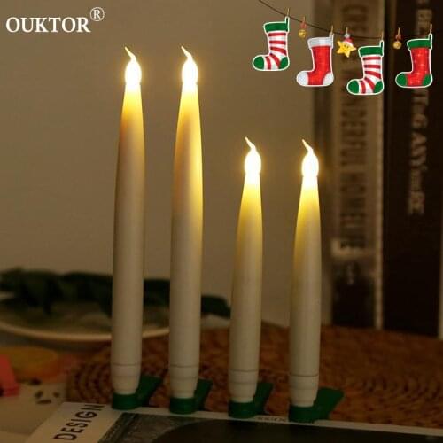 New Years LED Battery Candles Wireless Remote Control Taper Flameless Candle for Home Christmas Tree Party Wedding Holiday