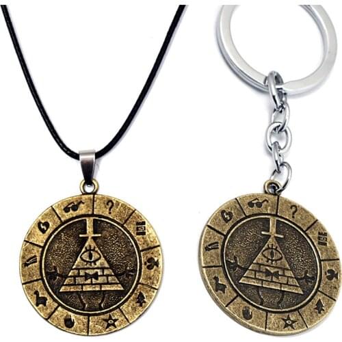 New Gravity Falls Bill Cipher Muse Figure Toys Gravity Falls Dipper Bill Cipher Necklace Keychains Figure Decoration Toys Gifts