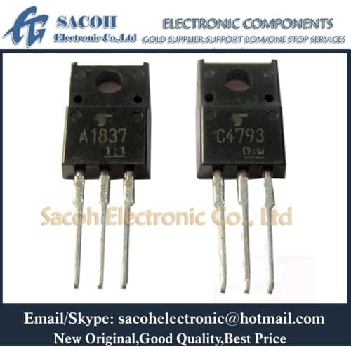 New Original 10Pairs(20PCS)/Lot 2SA1837 A1837 + 2SC4793 C4793 TO-220F 1A 230V 20W Power Amplifier transistor