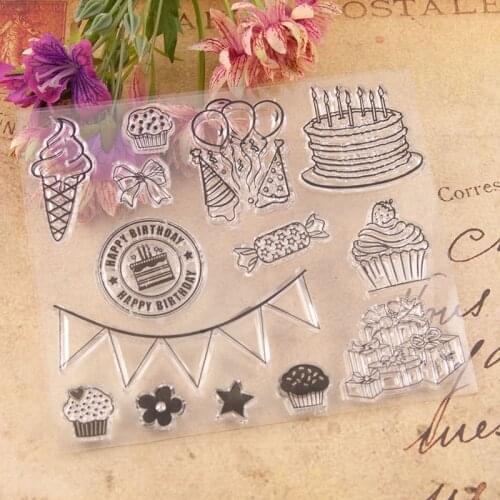 Transparent Clear Stamps Embossing Folder Template Sheets For Scrapbooking DIY Birthday Silicone Seal Photo Album Decor