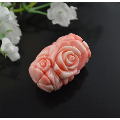 Shell Power Carved Flower and Starfish Beads Imitated Blood Tridacna Barrel Shape For Bracelet Making Materials 10Beads/lot